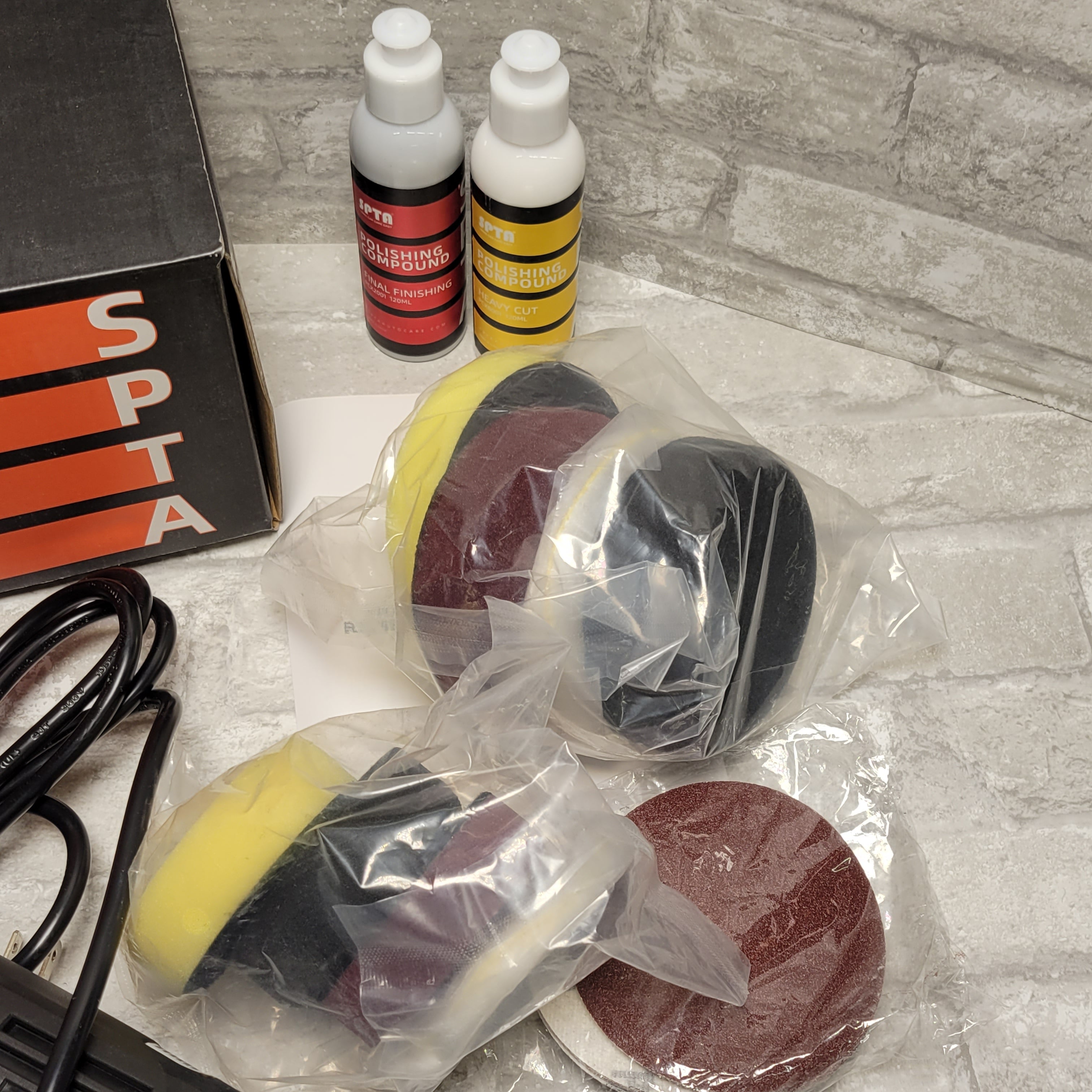 SPTA 3" Dual Action Orbital Variable Speed Car Buffer Polishing Machine Pads Kit (8029665755374)